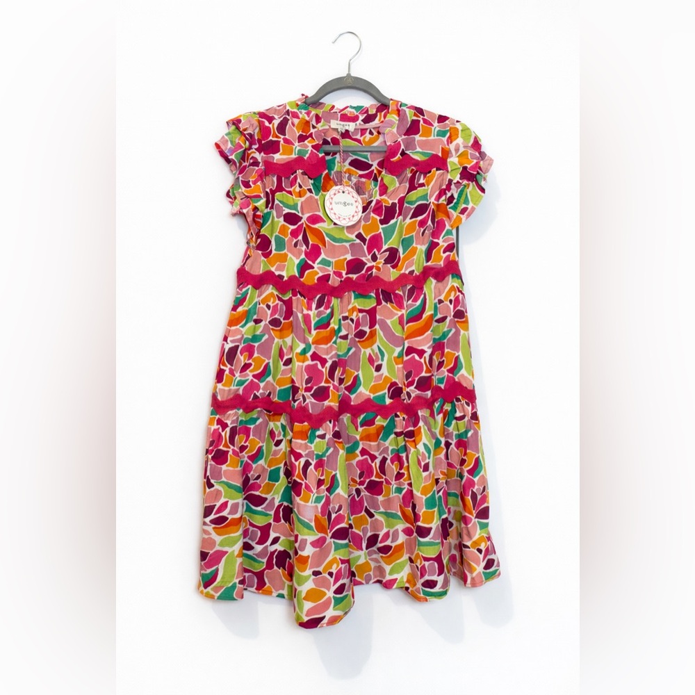 NWT 🧡 Umgee Pink and Orange Floral Midi Dress Size MED